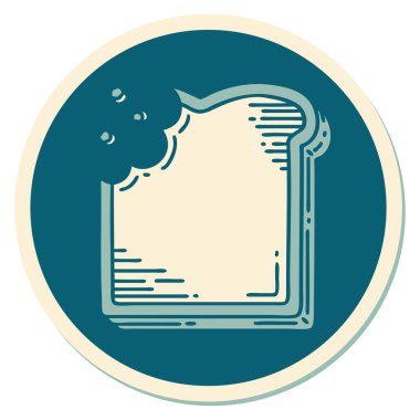 Dövme etiketi geleneksel stil ısırılmış ekmek dilimi.