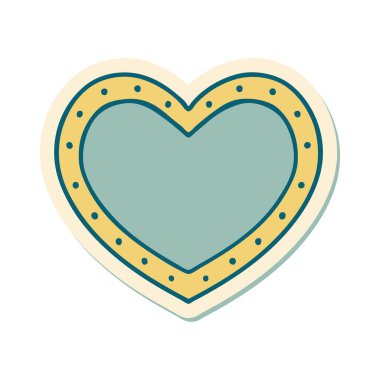 Dövme çıkartması geleneksel bir kalp tarzında.