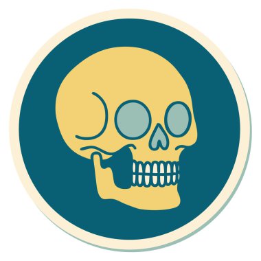 Geleneksel bir kafatası stili dövme çıkartması