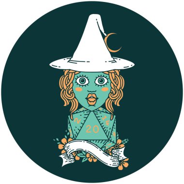 Doğal 20 D20 zarlı insan büyücüsünün simgesi