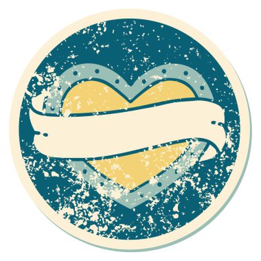 ikonik sıkıntılı çıkartma dövme stili bir kalp ve bayrak