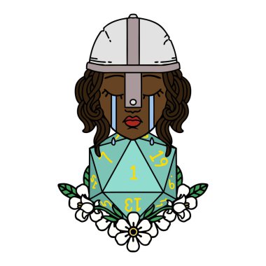 Retro Dövme Tarzı Ağlayan İnsan Dövüşçüsü