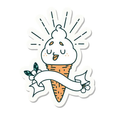 Dövme stili dondurma karakterinin çıkartması.