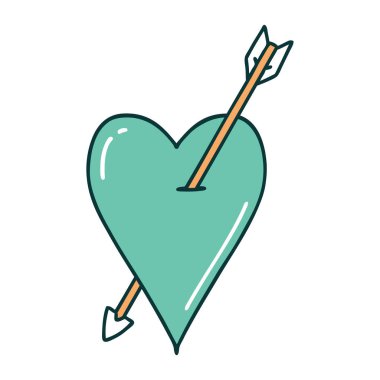 ok ve kalbin ikonik dövme görüntüsü