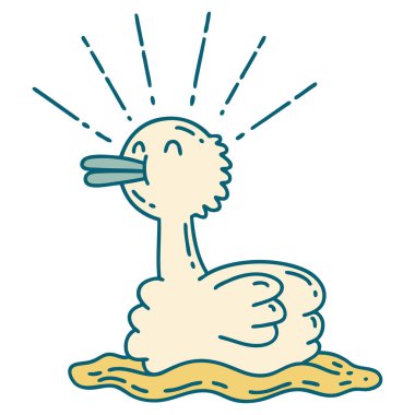 Geleneksel yüzen ördek dövmesi çizimi