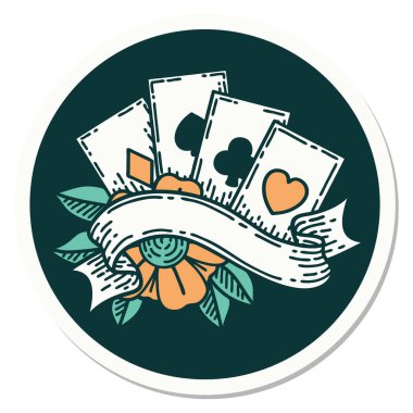 Geleneksel kart ve pankart stili dövme etiketi