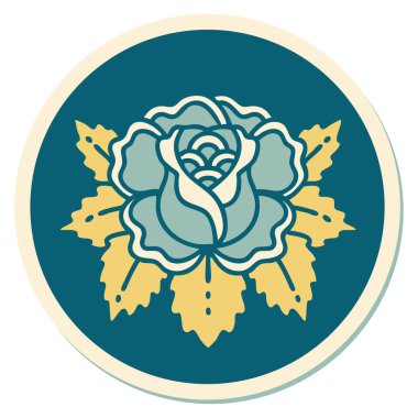 Geleneksel gül stiliyle dövme çıkartması