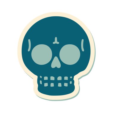 Geleneksel bir kafatası stili dövme çıkartması