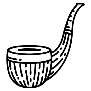 Siyah çizgi şeklinde dövme sigara içen piposu.