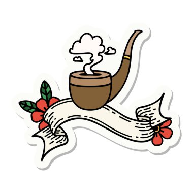 Sigara tiryakisi pankartı olan dövme stili.