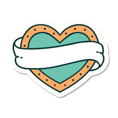 Geleneksel kalp ve bayrak stiliyle dövme çıkartması