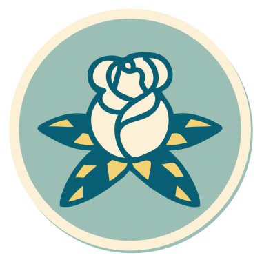 Tek bir gülün geleneksel stiliyle dövme çıkartması