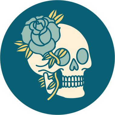 Bir kafatası ve gülün ikonik dövme şekli