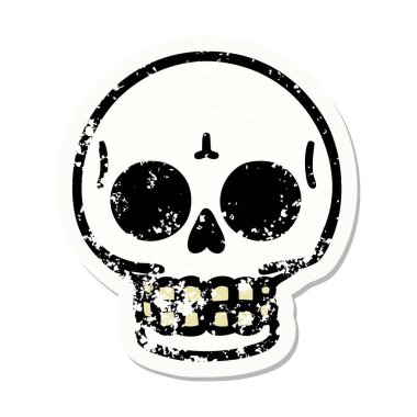 Geleneksel bir kafatası stili dövmesi var.