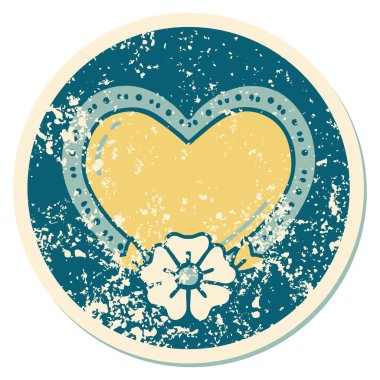 Bir kalp ve çiçeğin sembolik kederli dövme görüntüsü