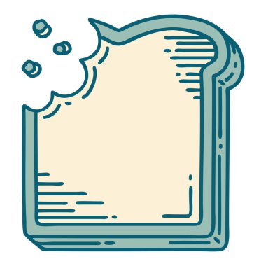 Isırılmış bir ekmek diliminin ikonik dövme görüntüsü