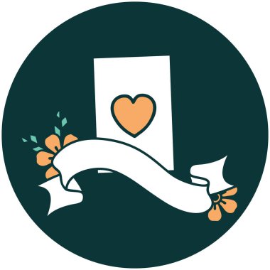 kupa ası sancağıyla dövme stili simgesi