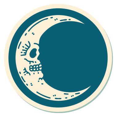 Geleneksel kafatası ay şeklinde dövme çıkartması.