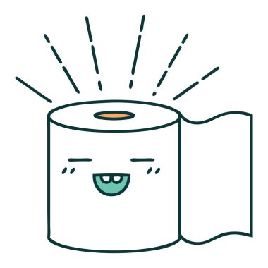 Geleneksel dövmeli tuvalet kağıdı karakteri çizimi