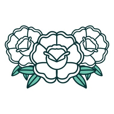 Bir buket çiçeğin ikonik dövme görüntüsü