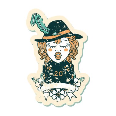 Retro Dövme Biçimli 20 zarlı ozan karakteri