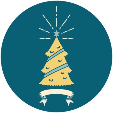 Yıldız dövmeli bir yılbaşı ağacının simgesi