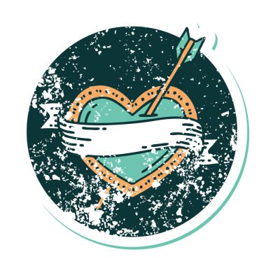 ok kalbi ve pankartın sembolik dövmeli görüntüsü