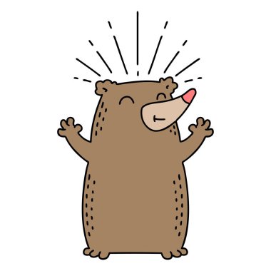 Geleneksel dövme stili mutlu ayının çizimi