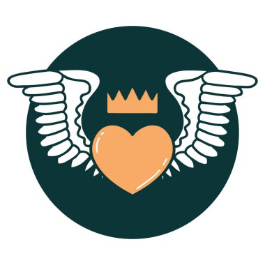 Kanatlı bir kalbin ikonik dövme görüntüsü