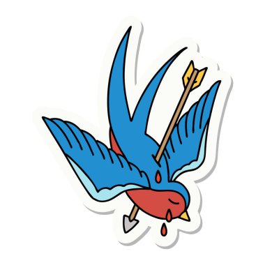 Dövme çıkartması. Geleneksel bir kırlangıç tarzı ağlama.