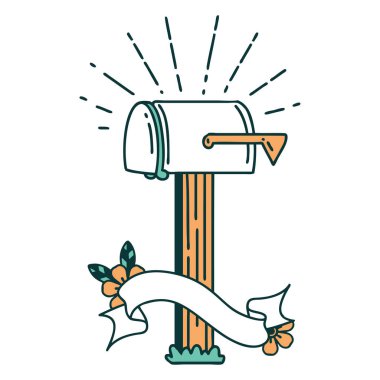 Dövme stili kapalı posta kutusuna sahip kaydırma pankartı