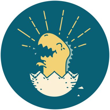 Yumurtadan çıkan dinozor dövmesi ikonu