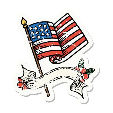 Üzerinde Amerikan bayrağı olan eski bir etiket.