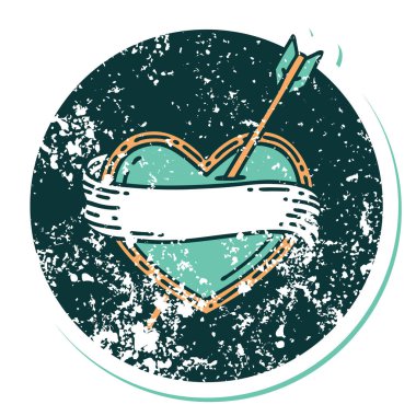 ok kalbi ve pankartın sembolik dövmeli görüntüsü