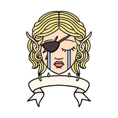 Retro Dövme Tarzı Ağlayan elf düzenbaz karakter yüzü