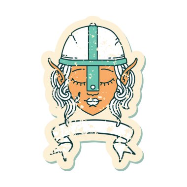 Retro Dövme Tarzı Elf savaşçı karakter yüzü