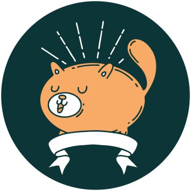 Dövme stili mutlu kedinin simgesi