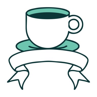 Geleneksel dövme ve bir fincan kahve.