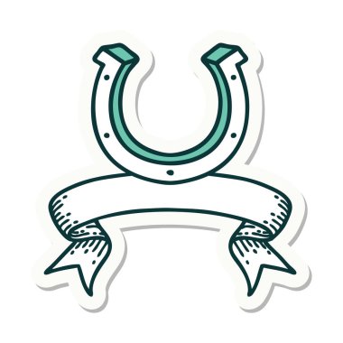 At nalı pankartıyla dövme stili çıkartması