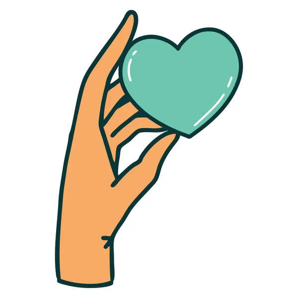 Иконический Образ Руки Держащей Сердце — стоковый вектор
