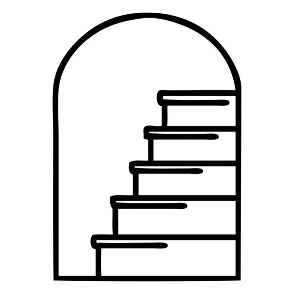 Tätowierung Black Line Stil Einer Tür Stufen — Stockvektor