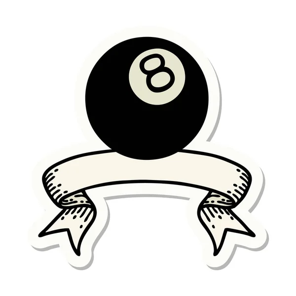 Tätowierung Sticker Mit Banner Von Ball — Stockvektor