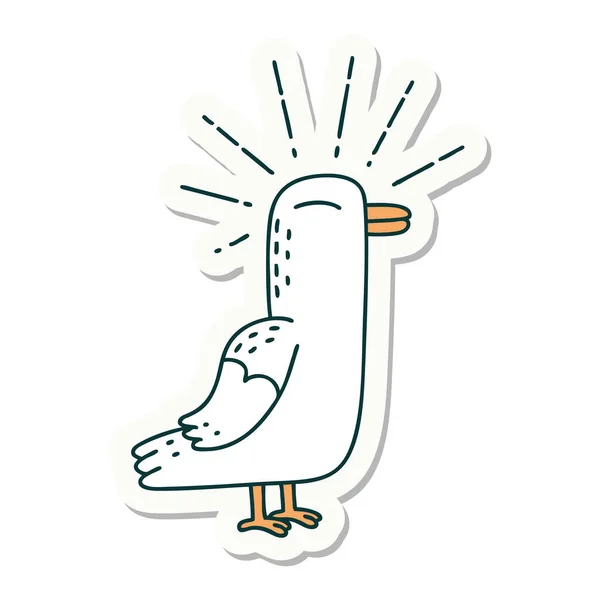 Autocollant Oiseau Mouette Style Tatouage — Image vectorielle
