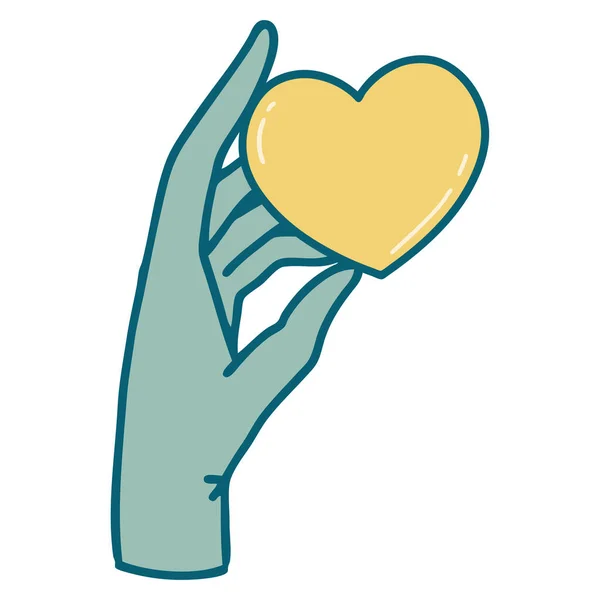Иконический Образ Руки Держащей Сердце — стоковый вектор