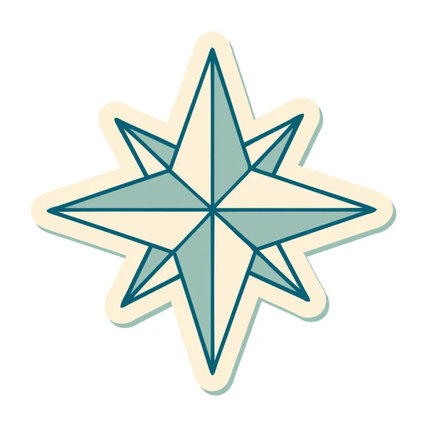 Наклейка Татуировки Традиционном Стиле Звезды — стоковый вектор