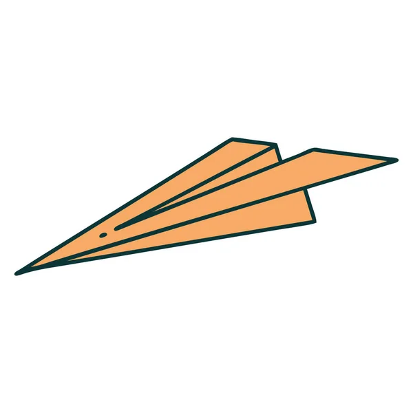 Ikonisches Tätowierbild Eines Papierflugzeugs — Stockvektor