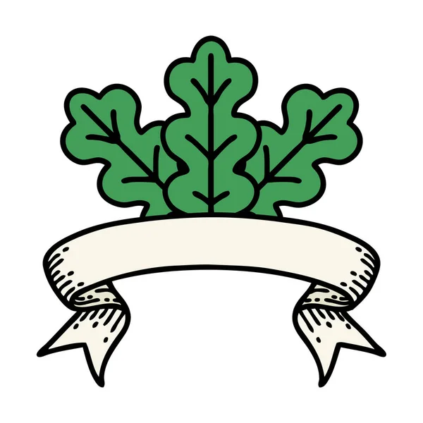 伝統的な入れ墨の葉のバナー — ストックベクタ