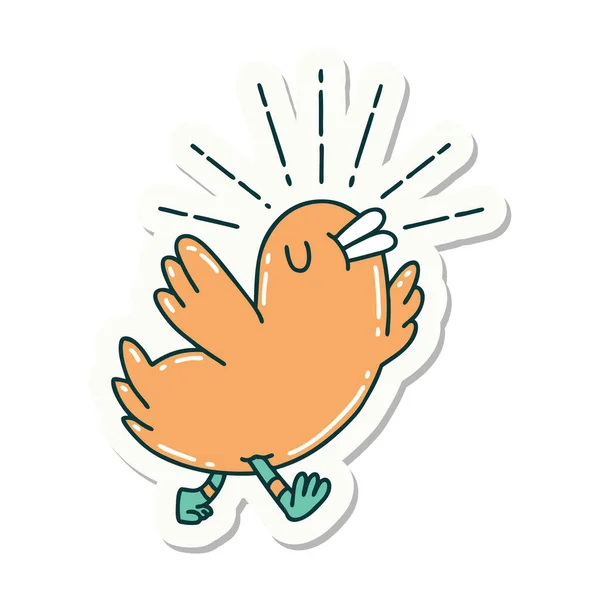 Наклейка Стилю Татуювання Щасливий Птах — стоковий вектор