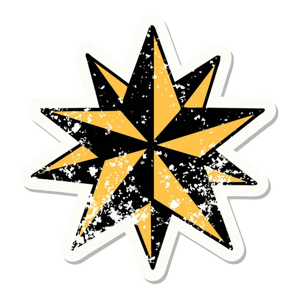 Distressed Sticker Tattoo Traditional Style Star — Stock Vector