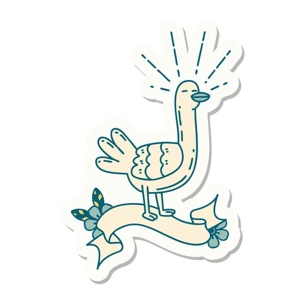 Autocollant Oiseau Mer Style Tatouage — Image vectorielle